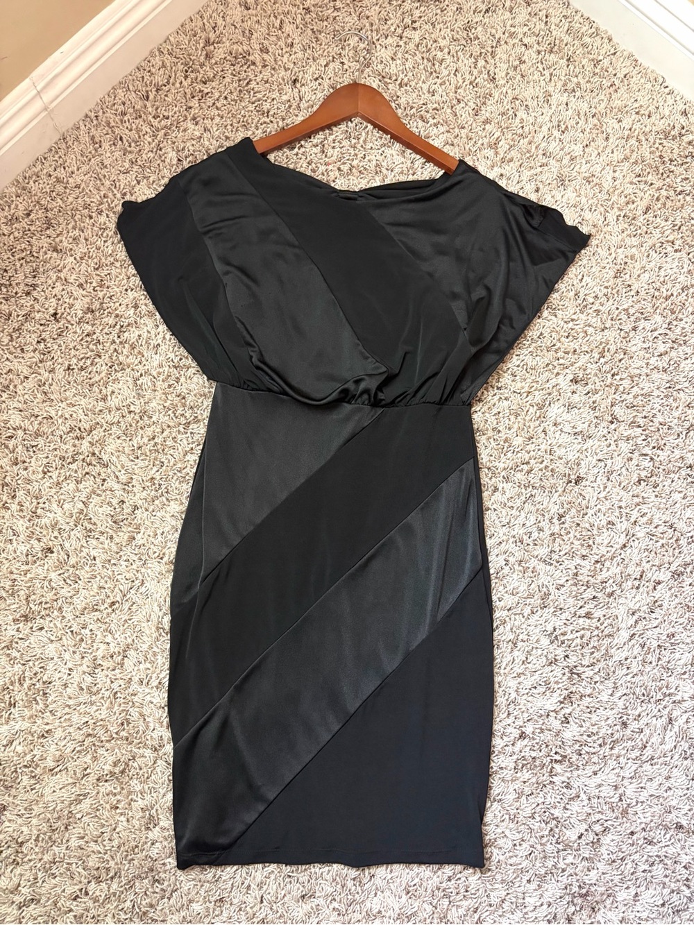 Black Draped Sheath Dress women size 4